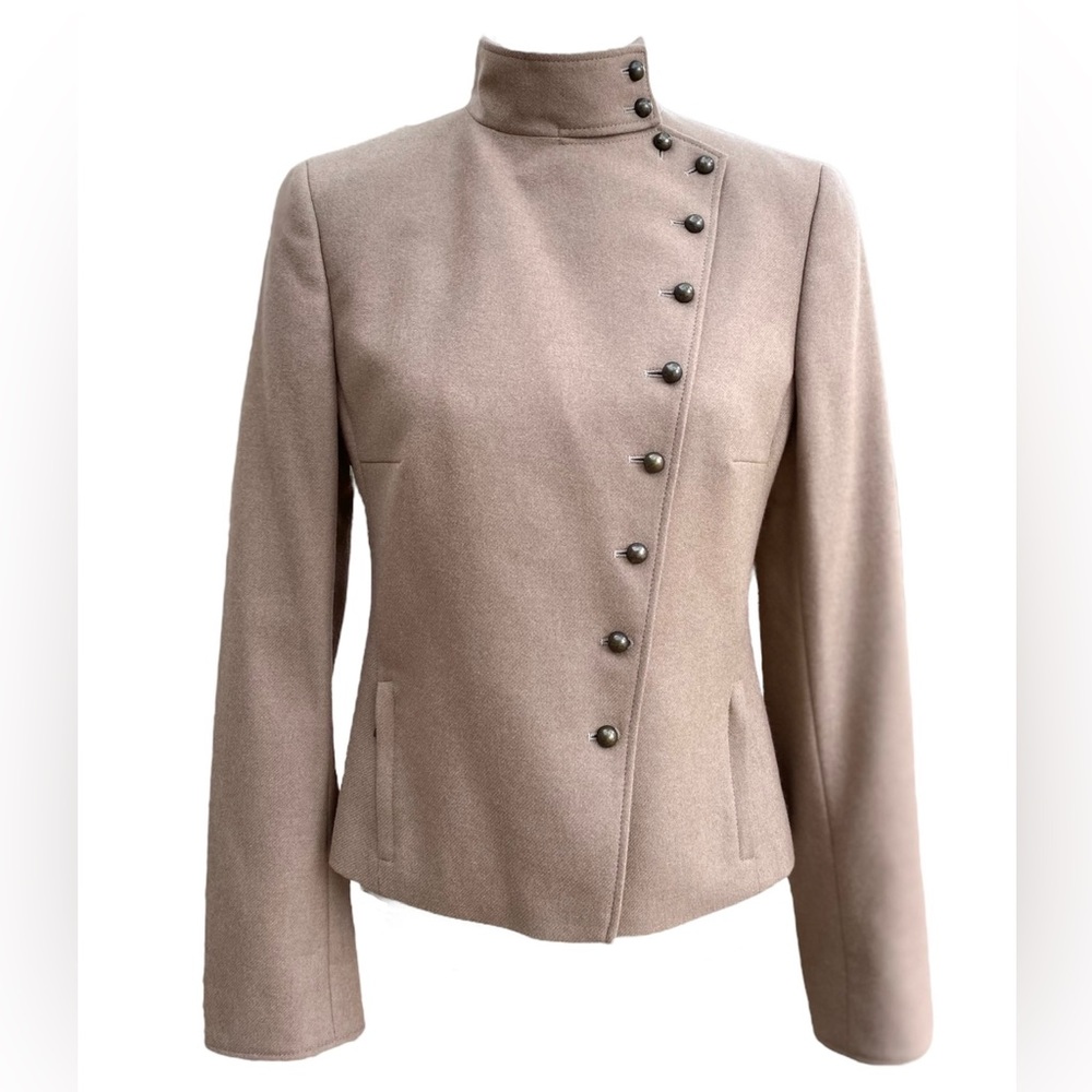 Akris Punto camel color wool angora military style jacket- Small/6